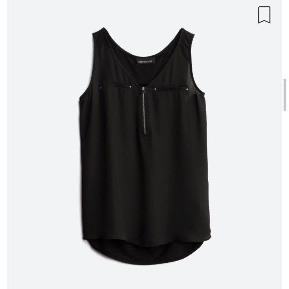 FORTUNE + IVY Lighton Zip Detail Mixed Material Blouse